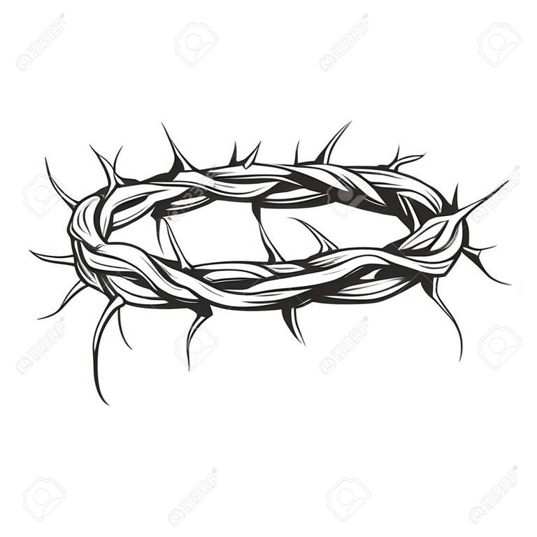 kroon van doornen religieus symbool hand getrokken vector illustratie schets