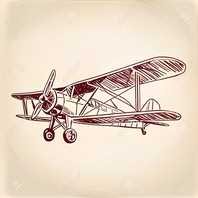 vliegtuig vintage hand getrokken vector illustratie realistische schets