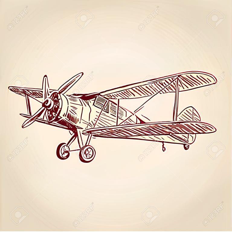 vliegtuig vintage hand getrokken vector illustratie realistische schets