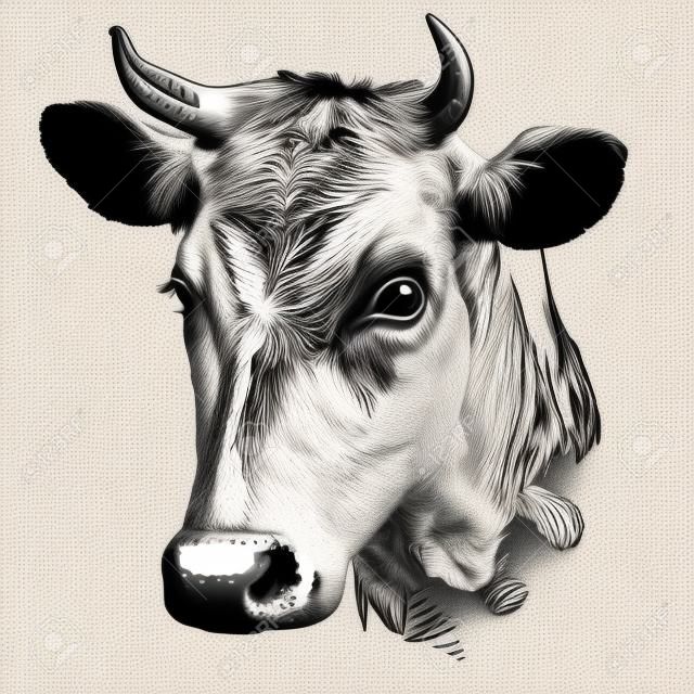 cow hand drawn vector llustration realistic sketch