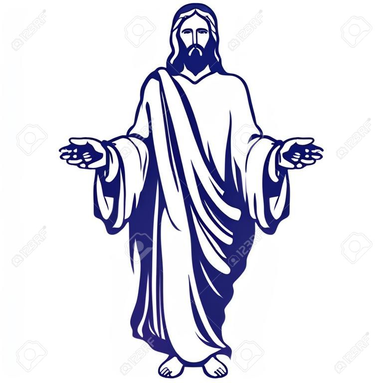 Иисус Христос, Сын Божий, символ христианства рисованной векторные иллюстрации эскиз