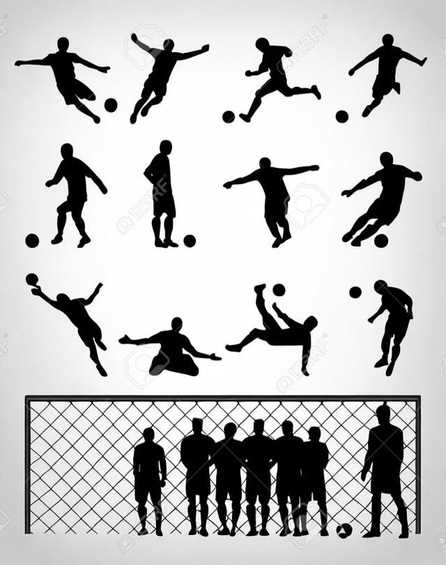 サッカー選手サッカー黒ベクトル イラストのセット