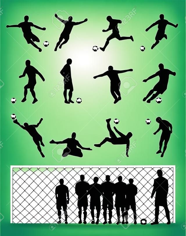 サッカー選手サッカー黒ベクトル イラストのセット