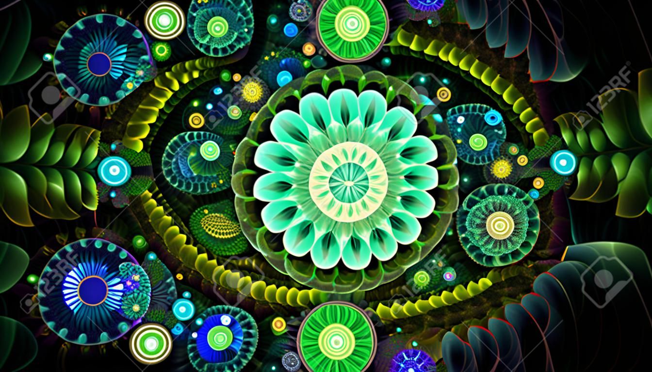 Flower gears.3d computer generated fractal artwork for creative art, design and entertainment