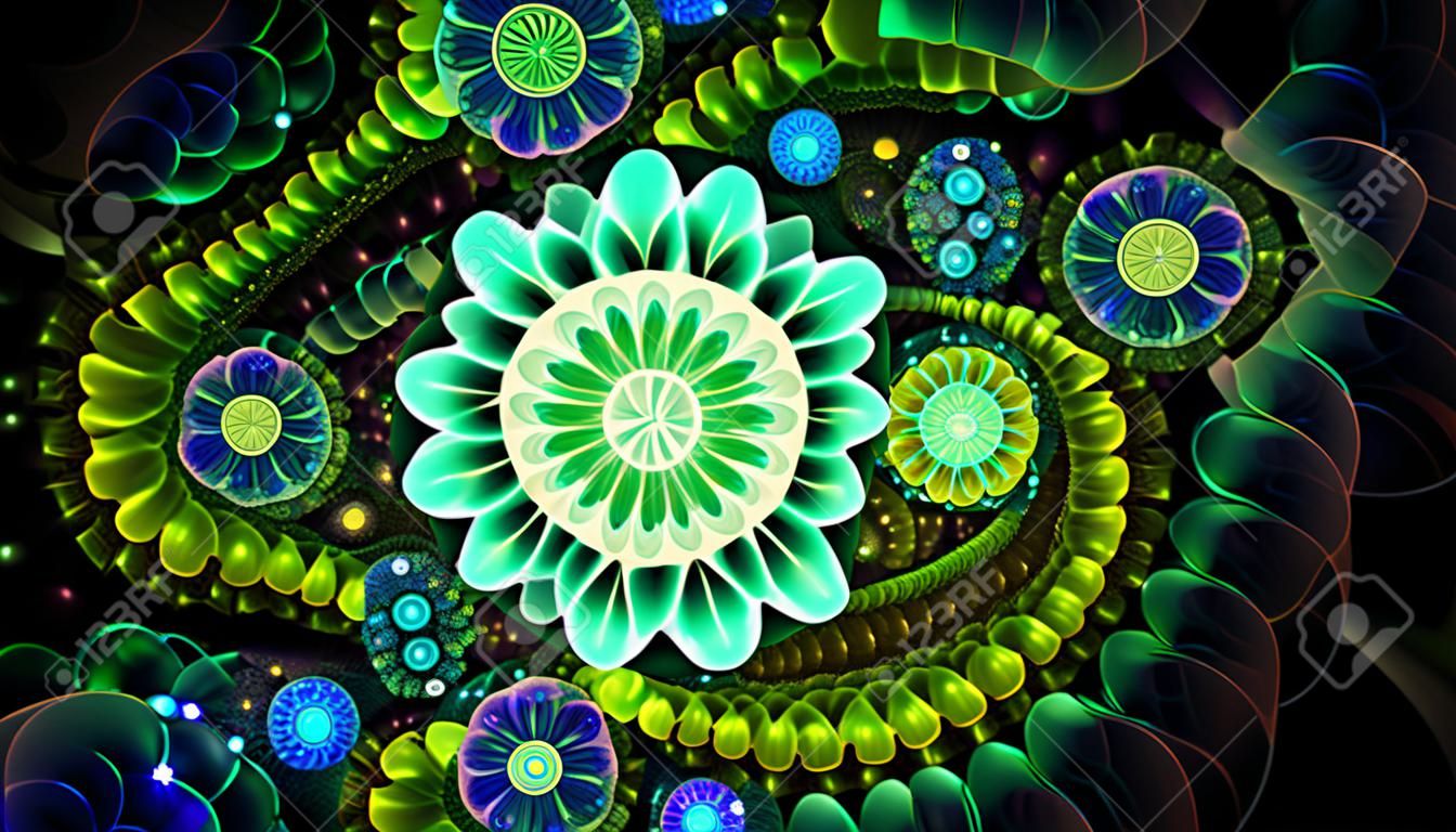 Flower gears.3d computer generated fractal artwork for creative art, design and entertainment