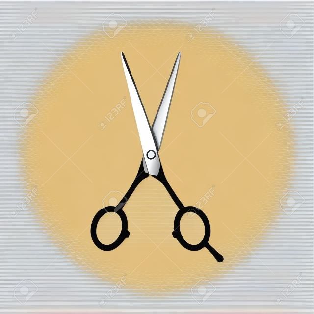 Ikona nożyczki fryzjerskie. Barbershop symbolem. Mieszkanie Vector