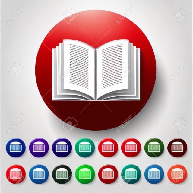 L'icona libro aperto. Manuale e tutorial simbolo istruzioni. Appartamento illustrazione vettoriale. Button Set