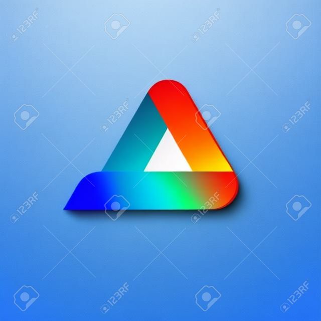 Triangle lekerekített sarkokkal vektor, elszigetelt, fehér, háttér, kék narancs piros színátmenet absztrakt háromszög elem, levél egy szimbólum, elegáns kreatív geometriai alakzat