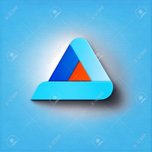Triângulo com vetor de cantos arredondados isolado no fundo branco, elemento de triângulo abstrato de gradiente vermelho laranja azul, letra um símbolo, figura geométrica criativa elegante