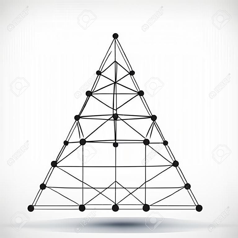 Árvore de Natal abstrata do triângulo geométrico, conexões de rede.