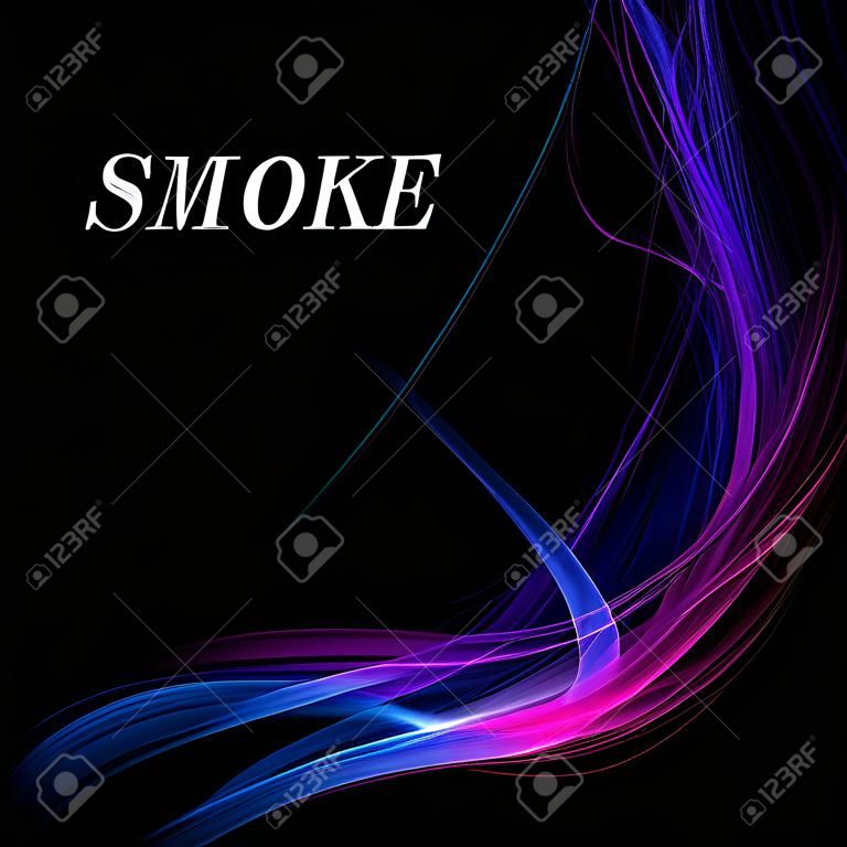 Abstrakcjonistyczny kolorowy dym odizolowywający na czarnym tle, wektorowa ilustracja