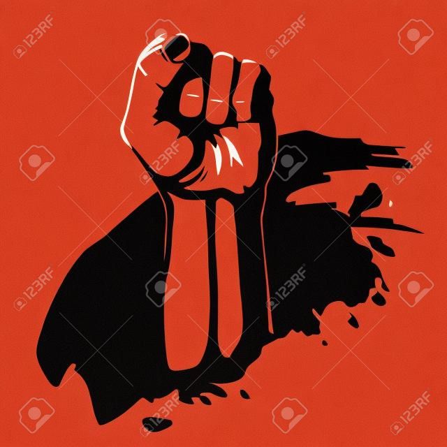 Сжатый кулак рука Победы, восстание концепция революции, солидарность