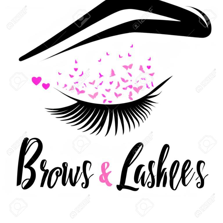 Brows and lashes logo. Vector illustration of lashes and brow. For beauty salon, lash extensions maker, brow master.
