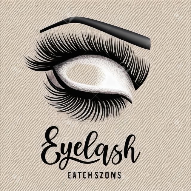 Eyelash extensions logo. Vector illustration of lashes. For beauty salon, lash extensions maker.
