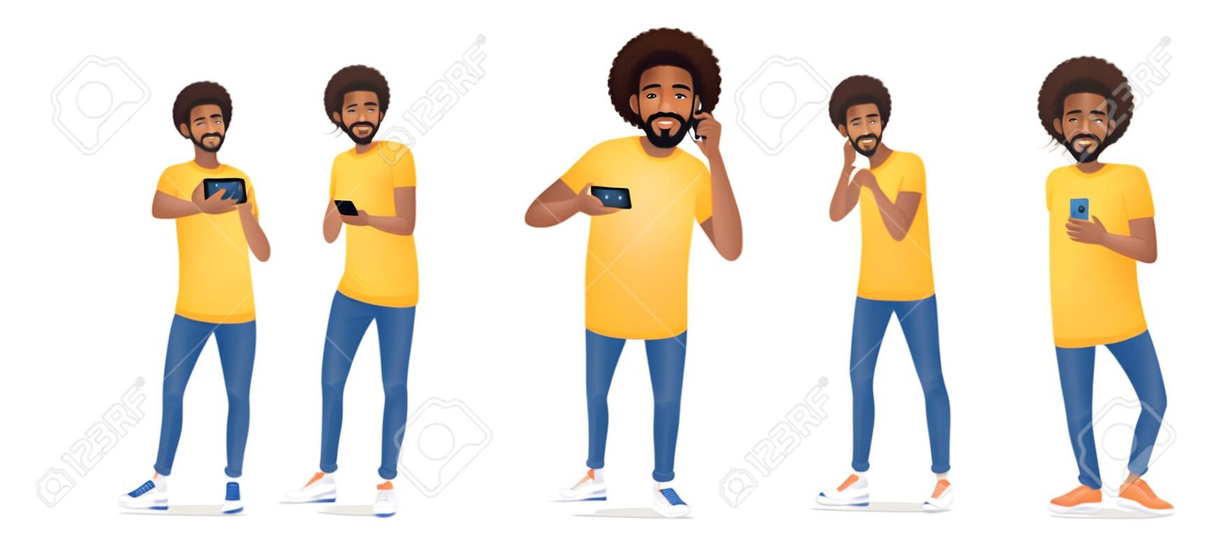 Młody afrykański mężczyzna z telefonem