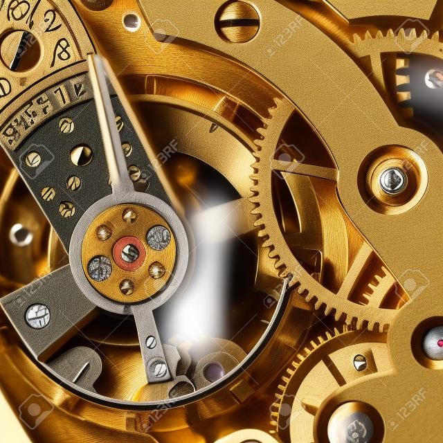 El mecanismo de un reloj antiguo close-up