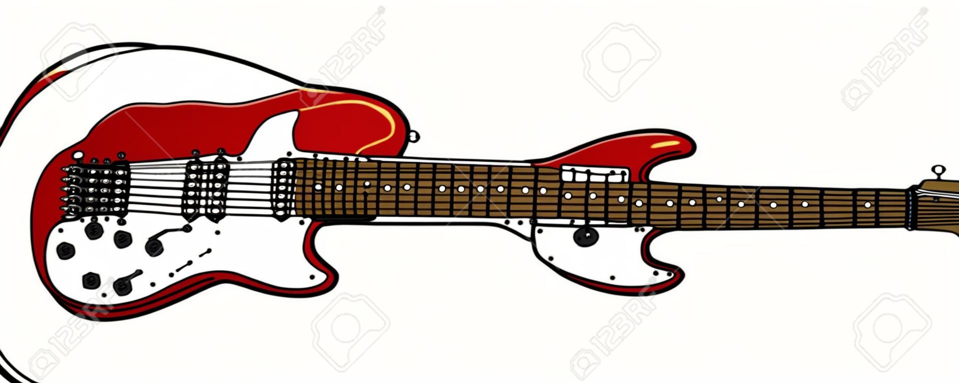 Wektoryzowany rysunek klasycznej czerwonej gitary elektrycznej