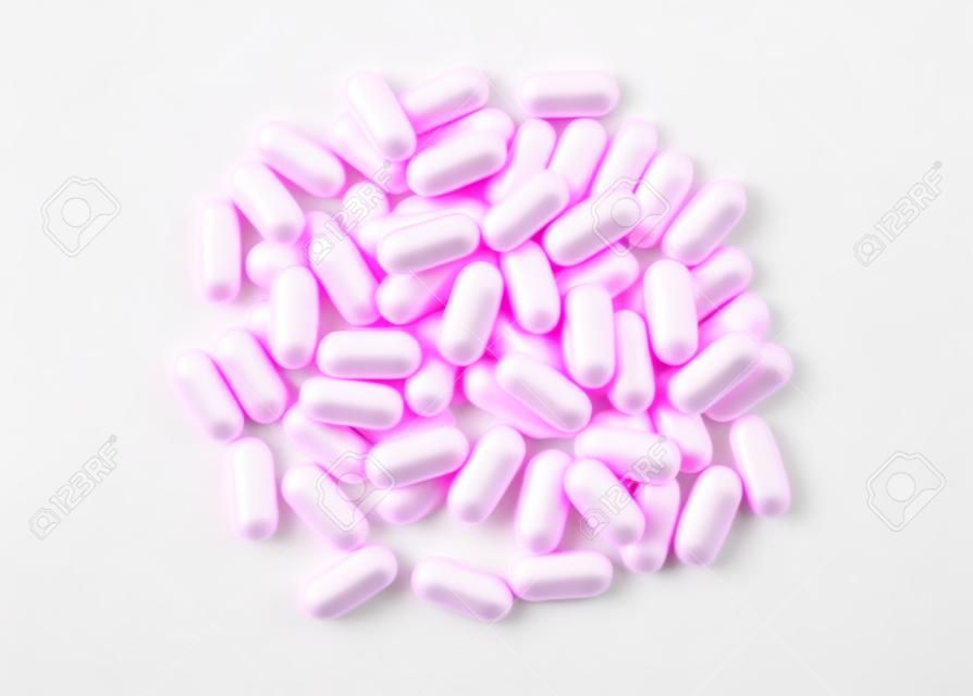heap of BCA pills isolated on white