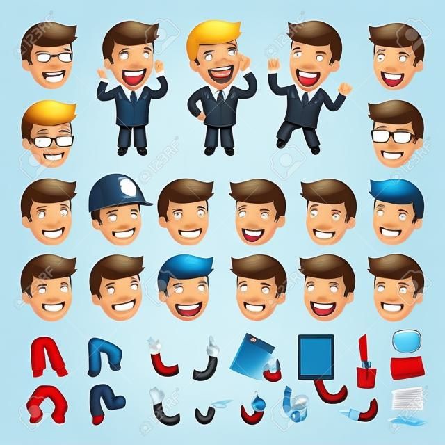 Set of Cartoon Businessman Character for Your Design
