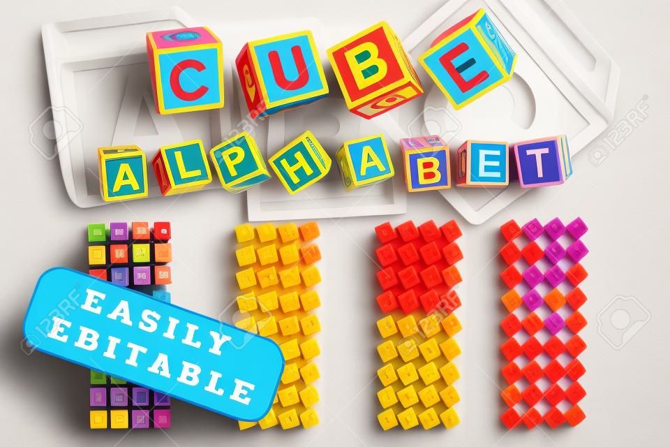 Cube alfabetu. bloki Toy krój czcionki. Dziecinne abc.