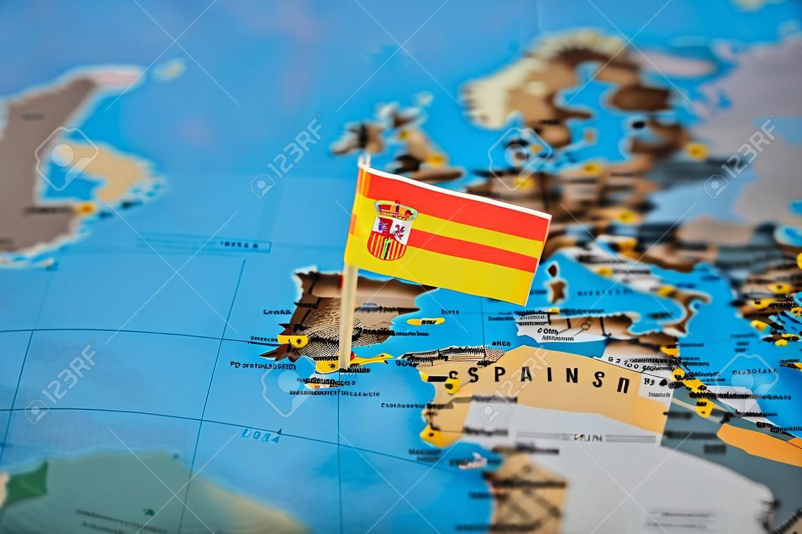 Mappa con bandiera della Spagna