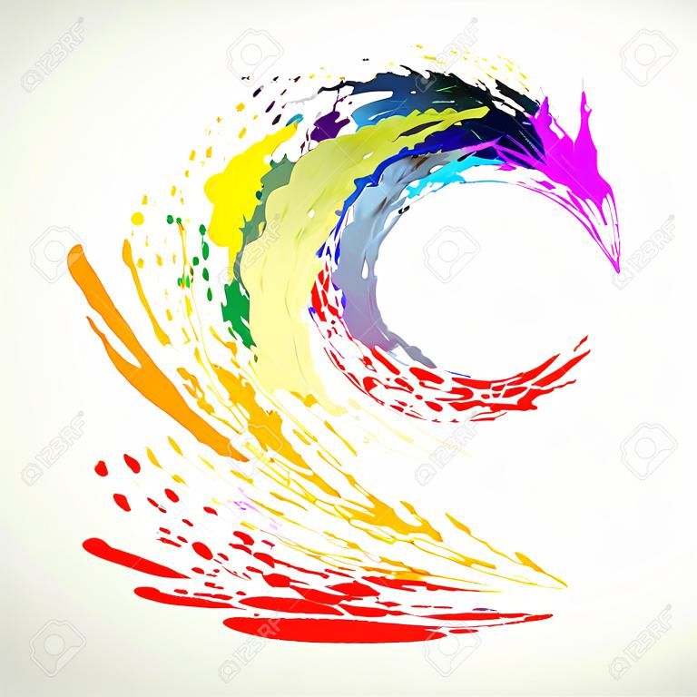 Gründe salpicaduras de pintura de colores que vuelan para el fondo