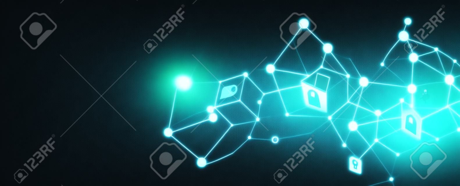 Cybersecurity and information or network protection. Future cyber technology web services for business and internet project