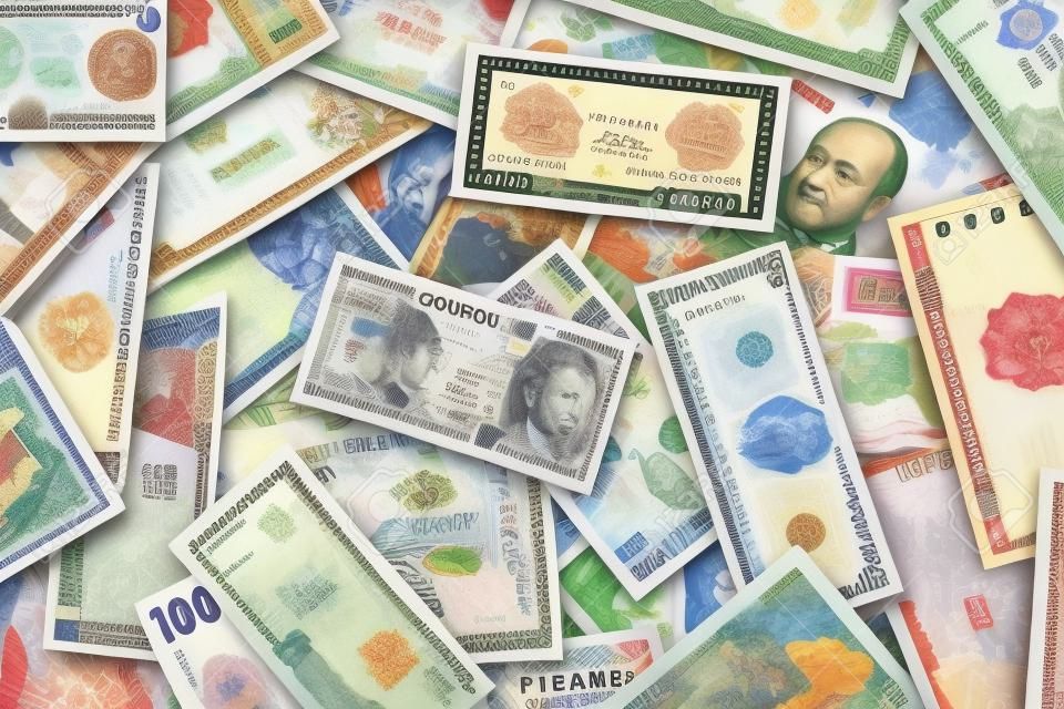 Several world countries paper bank money notes.