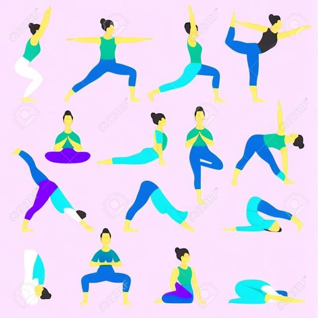 Young Women in Four Popular Yoga Poses Stock Vector - Illustration of  beautiful, asanas: 220451254