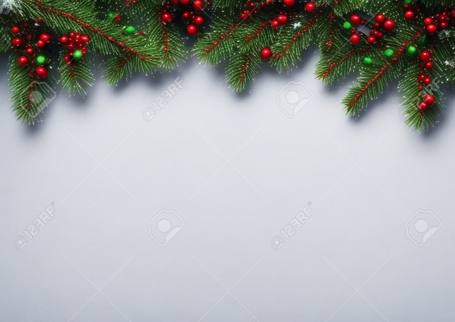 Fundo de Natal com azevinho, firtree
