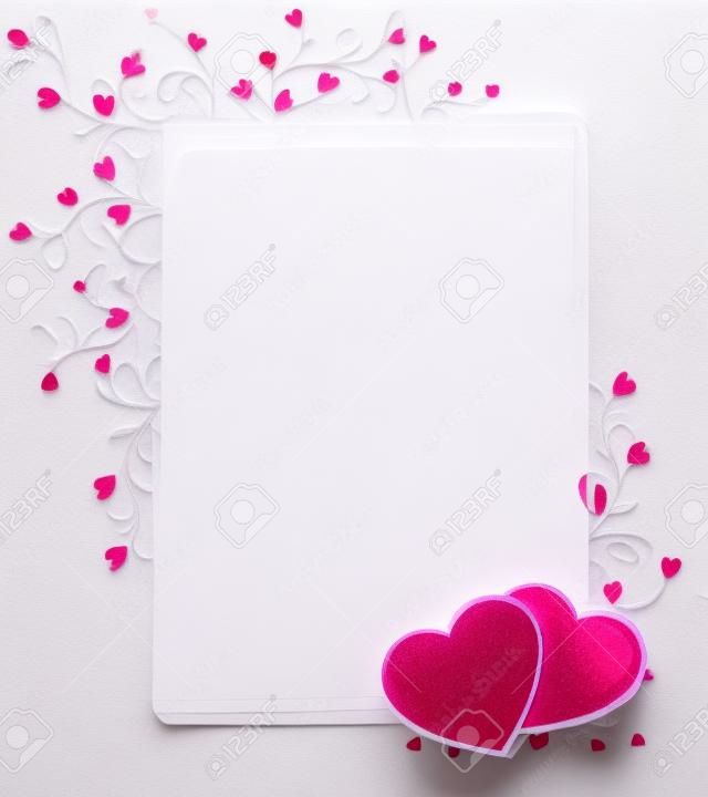 Valentines Day Card with flowers on white background