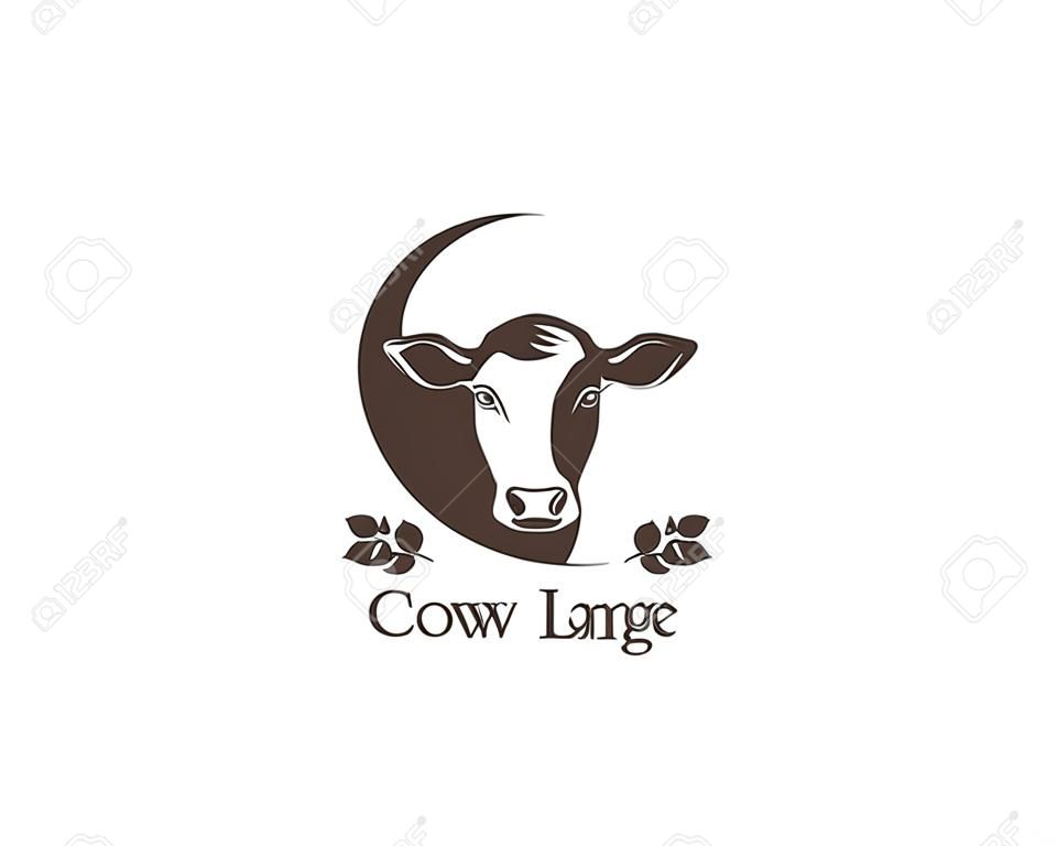 disegno del modello dell'illustrazione di vettore del logo della mucca