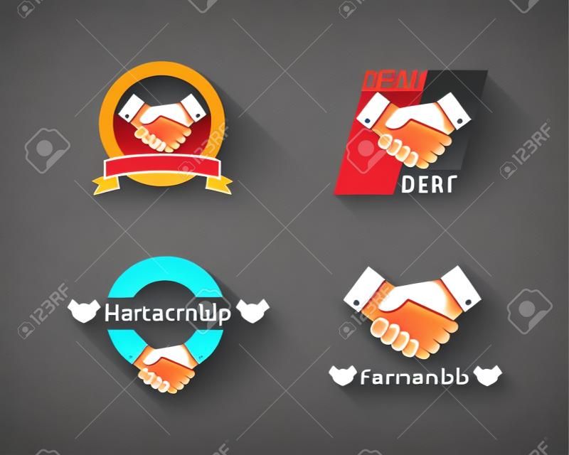 handshake logo vector icon of business agreement design