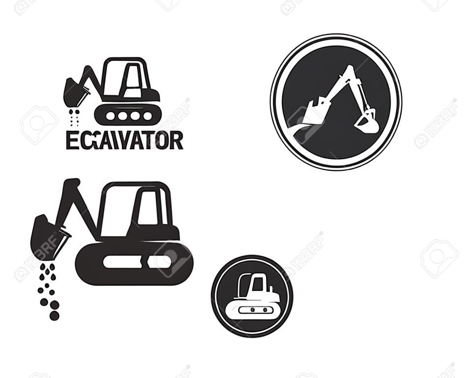 modelo de design de vetor de logotipo de ícone de escavadeira