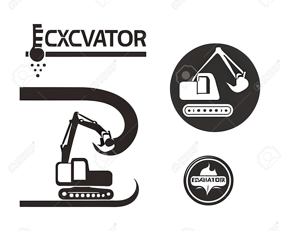 modelo de design de vetor de logotipo de ícone de escavadeira