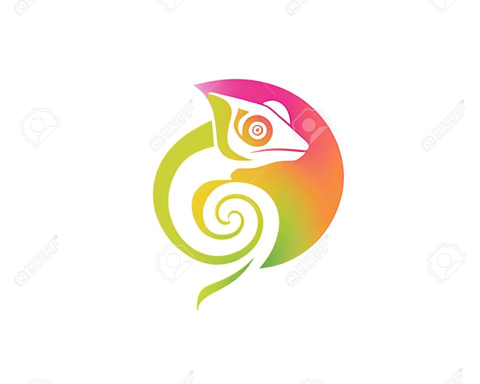 modelo de design de ilustração de logotipo de ícone de vetor de camaleão