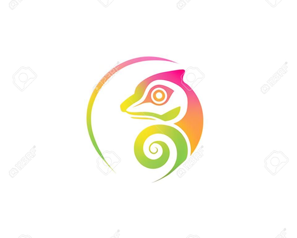 modelo de design de ilustração de logotipo de ícone de vetor de camaleão