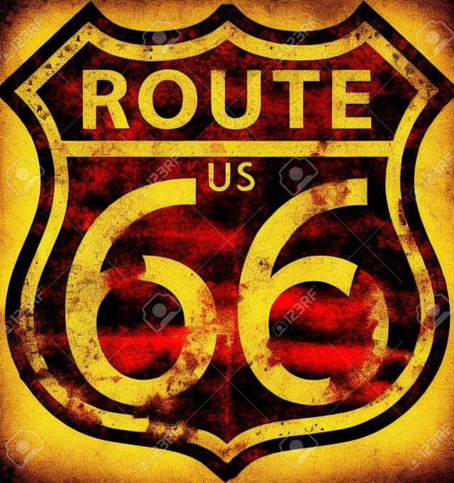 Vintage route 66 roadsign, retro grungy vector illustration