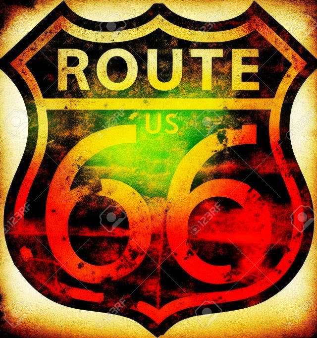 Vintage route 66 roadsign, retro grungy vector illustration