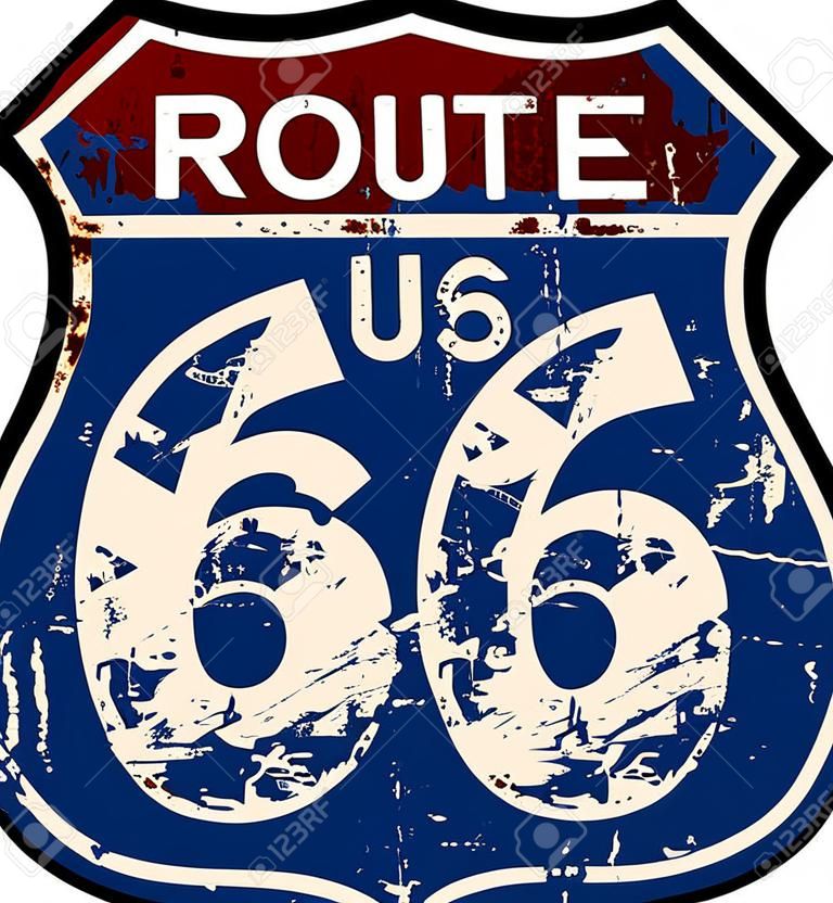 Vintage route 66 road sign, retro grungy vector illustration