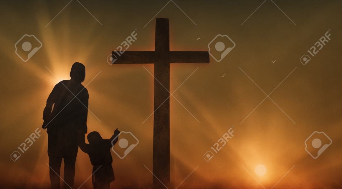 Good Friday concept: illustration of Jesus Christ crucifixion on Good Friday