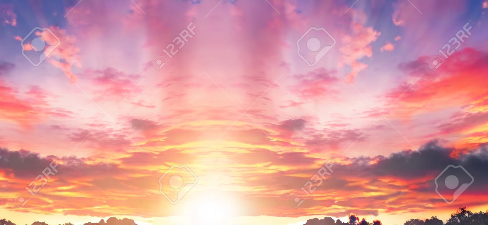 Earth day concept: Fiery orange sunset sky