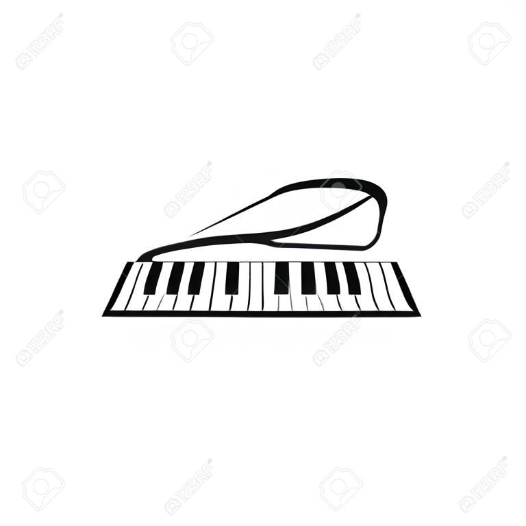 Grand piano logo music media design template, vector design. Best use for store, application, shop, publication, advertisement, concert, contest, competition. black and white style