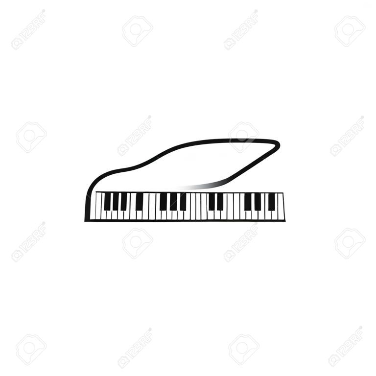 Grand piano logo music media design template, vector design. Best use for store, application, shop, publication, advertisement, concert, contest, competition. black and white style