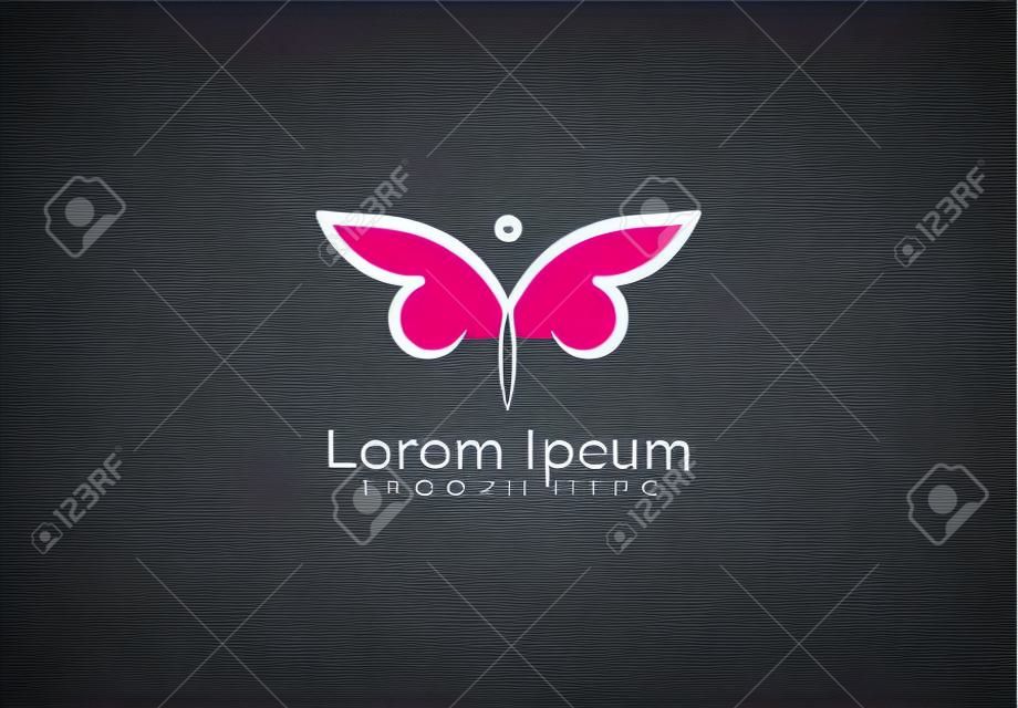 Butterfly logo template design. Minimalist Butterfly with modern frame vector design