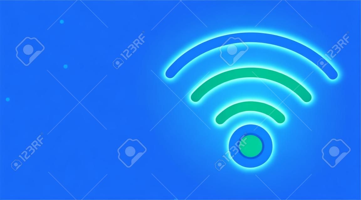 Wireless Network Symbol. Wifi, abstract low poly wireframe mesh design. from connecting dot and line. vector illustration.futuristic design on dark blue background