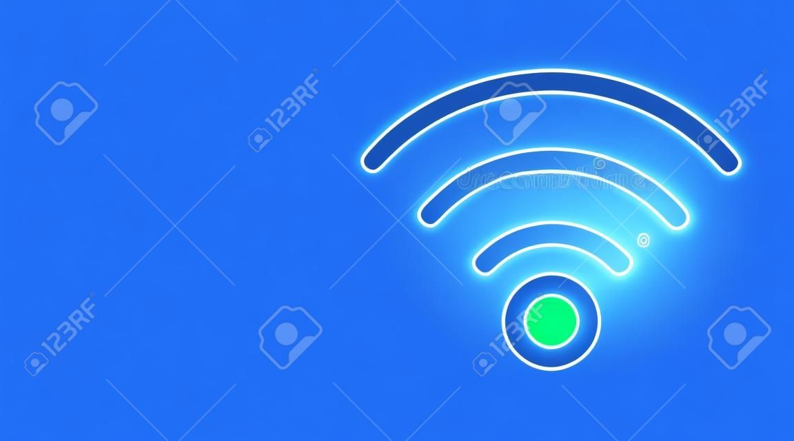 Wireless Network Symbol. Wifi, abstract low poly wireframe mesh design. from connecting dot and line. vector illustration.futuristic design on dark blue background