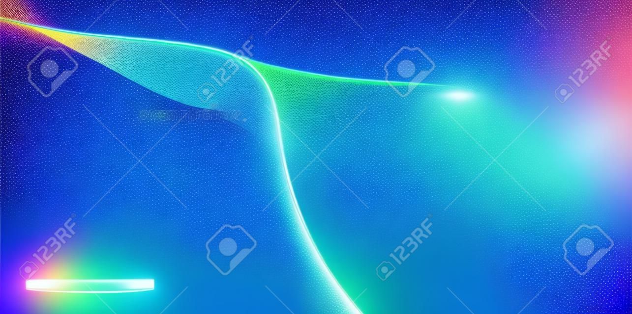 Digital Technology Wave From connecting Dot design, dynamic flowing colorful light vector illustration isolated Background