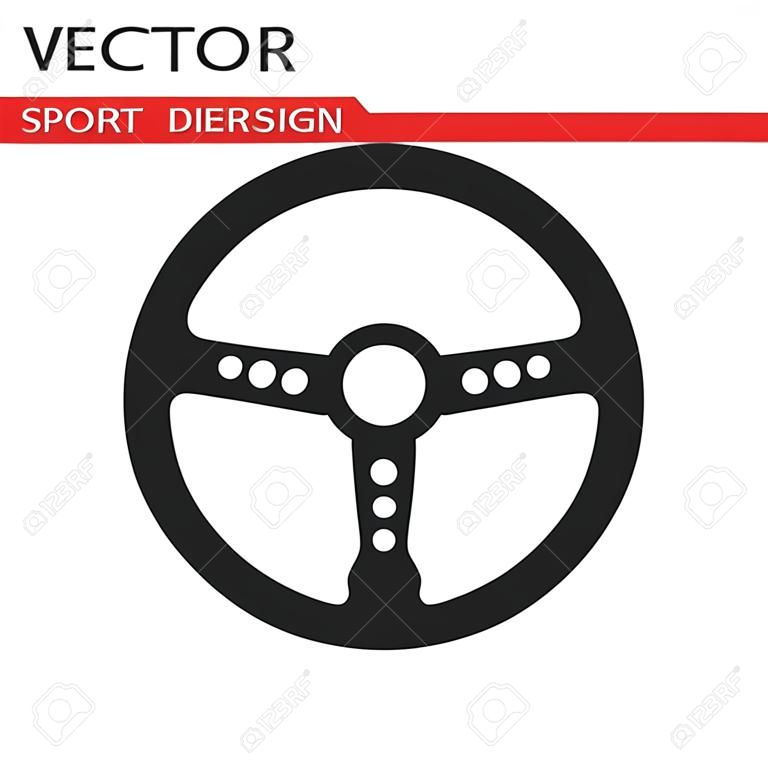 Векторные спортивный руль значок, изолированных на белом фоне