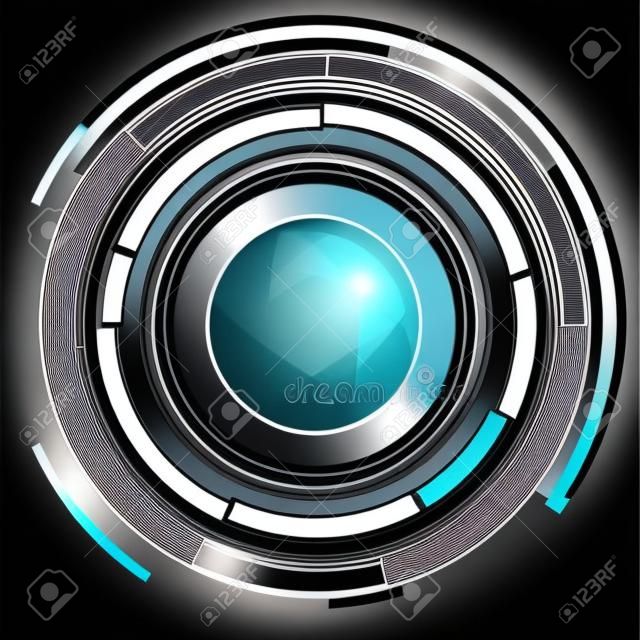 Shutter apertures on abstract background, camera objective, lens, vector illustration